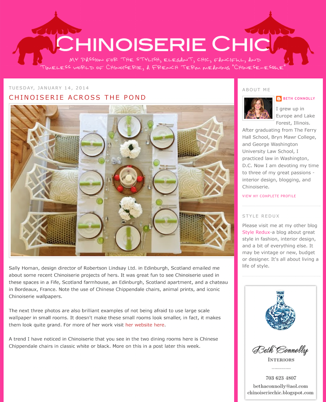 Robertson Lindsay featured on the US blog Chinoiserie Chic